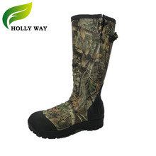 Camo Rubber boots with brand side zipper for Hunting